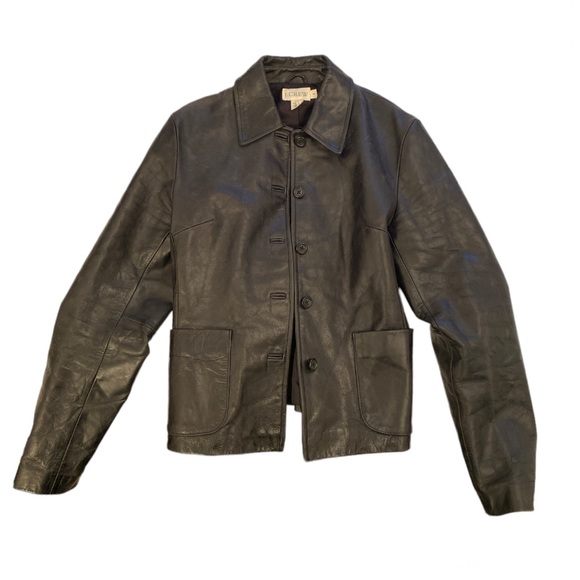 Beautiful black leather JCrew jacket - Picture 2 of 3